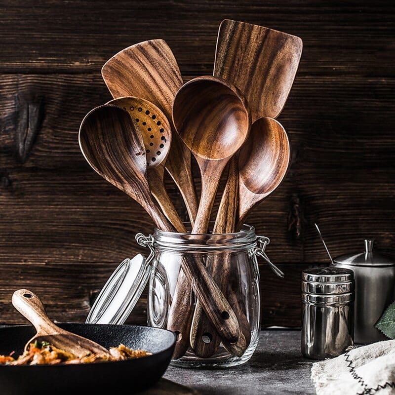 NatureChef™ Set d'Ustensiles de Cuisine en Bois